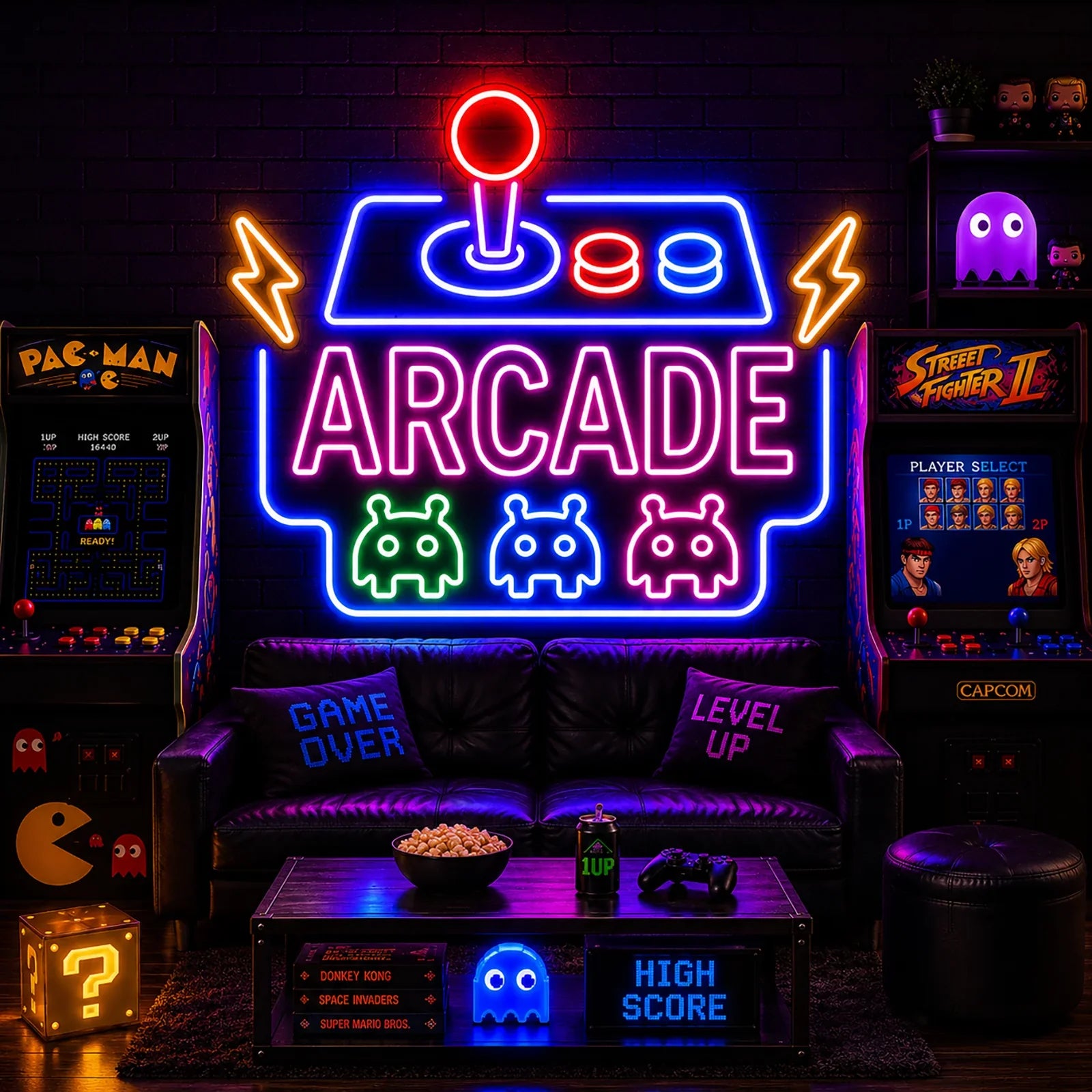 Retro Arcade Machine LED Neon Sign for Game Room Decor