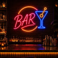 Retro Round BAR Cocktail LED Neon Sign for Bar Decor