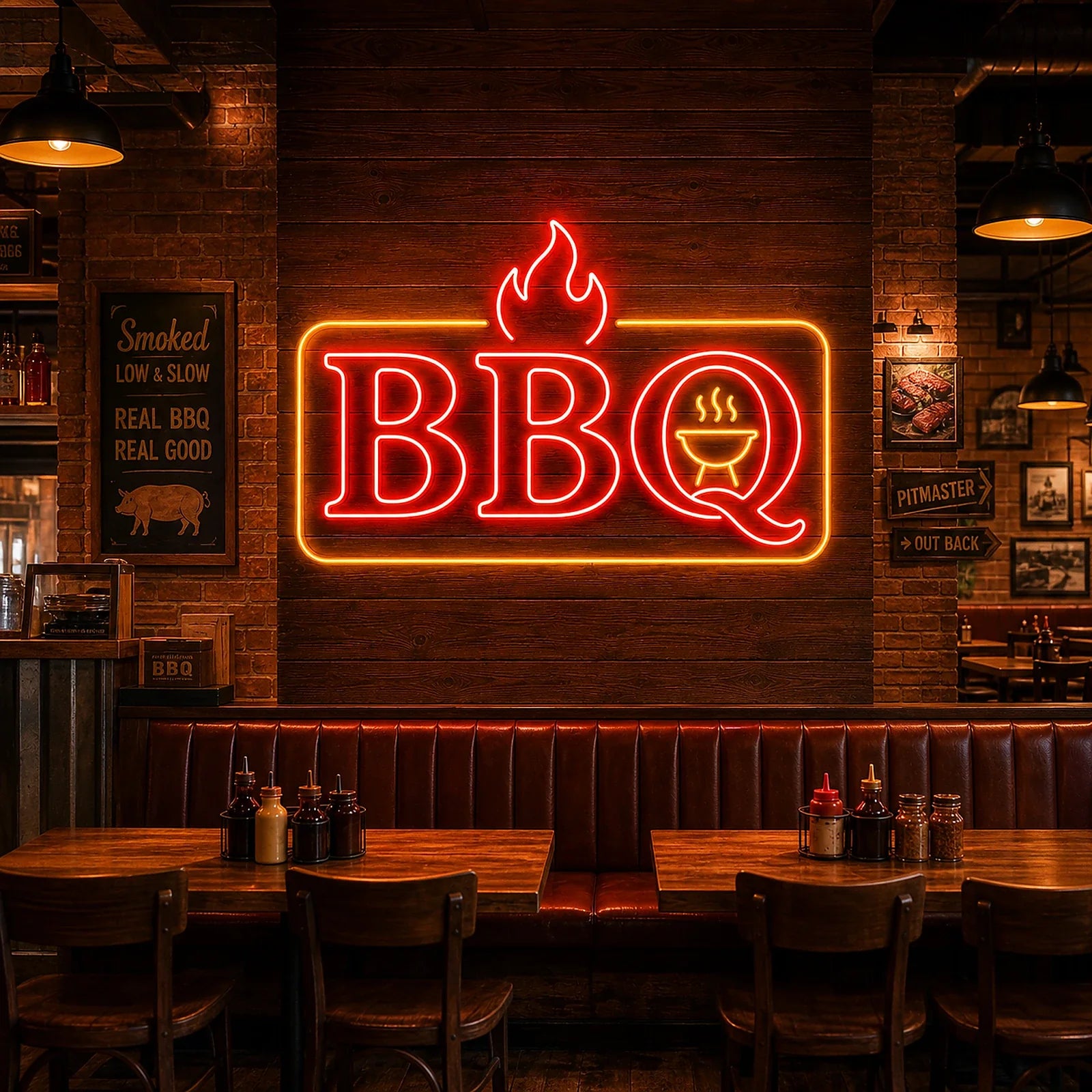 BBQ Neon Sign for Barbecue Restaurant Decor