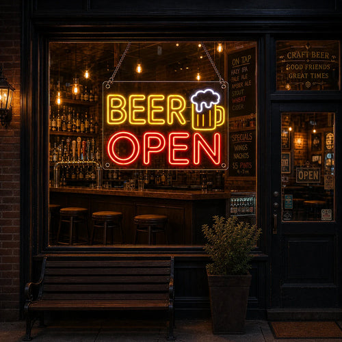 Bar OPEN Neon Sign for Pubs and Home Bars