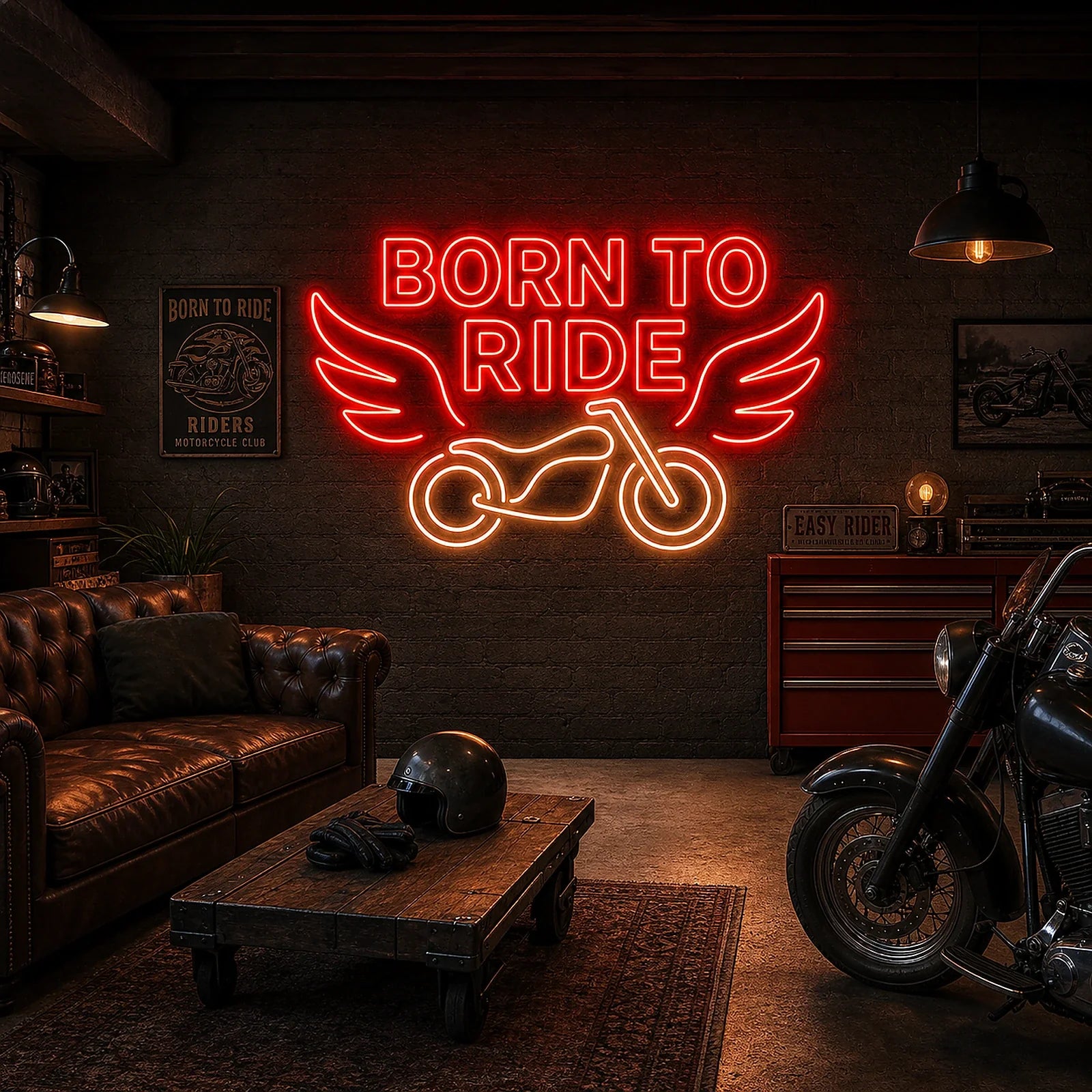 Born to Ride Motorcycle Garage Neon Sign for Wall Decor