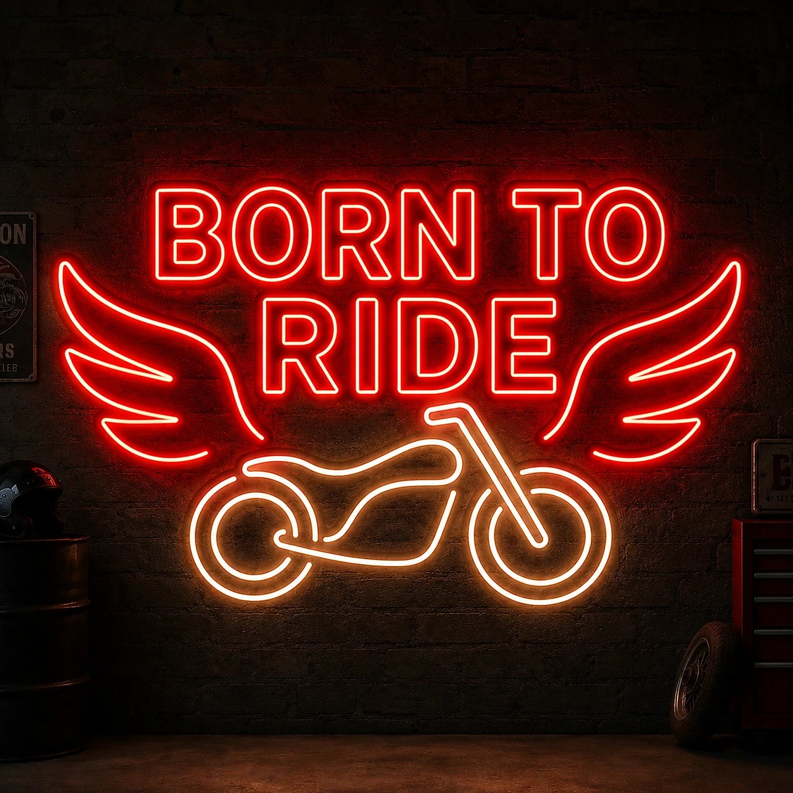 Born to Ride Motorcycle Garage Neon Sign for Wall Decor