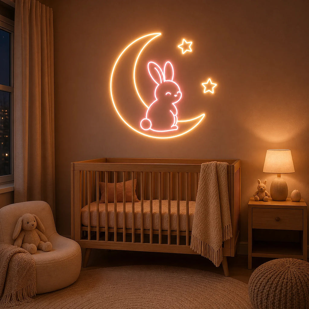 Bunny Moon Bedroom Neon Sign