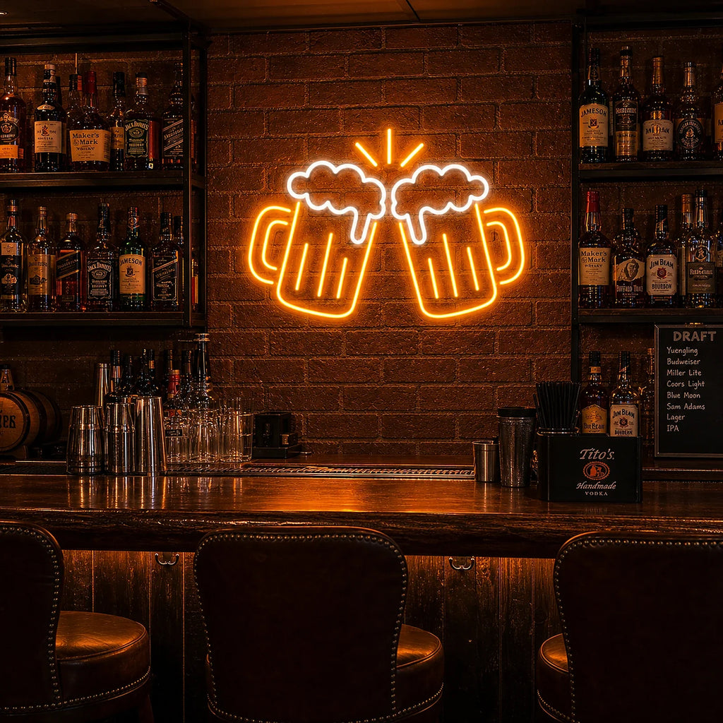 Clinking Beer Mugs Neon Sign