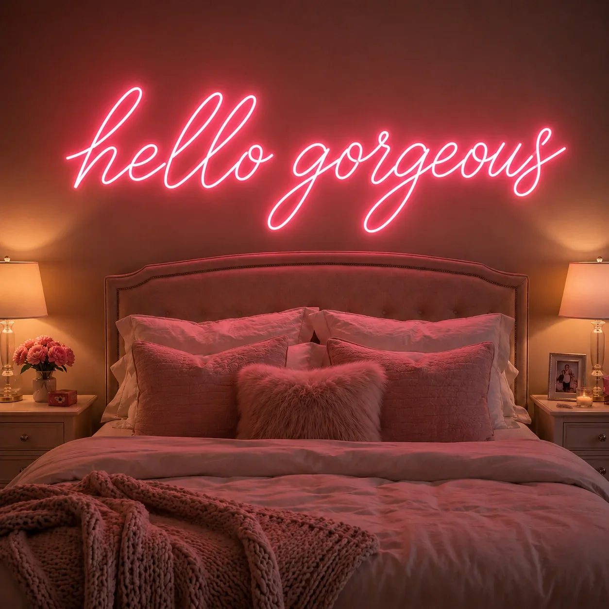 Hello Gorgeous Neon Sign for Bedroom Decor