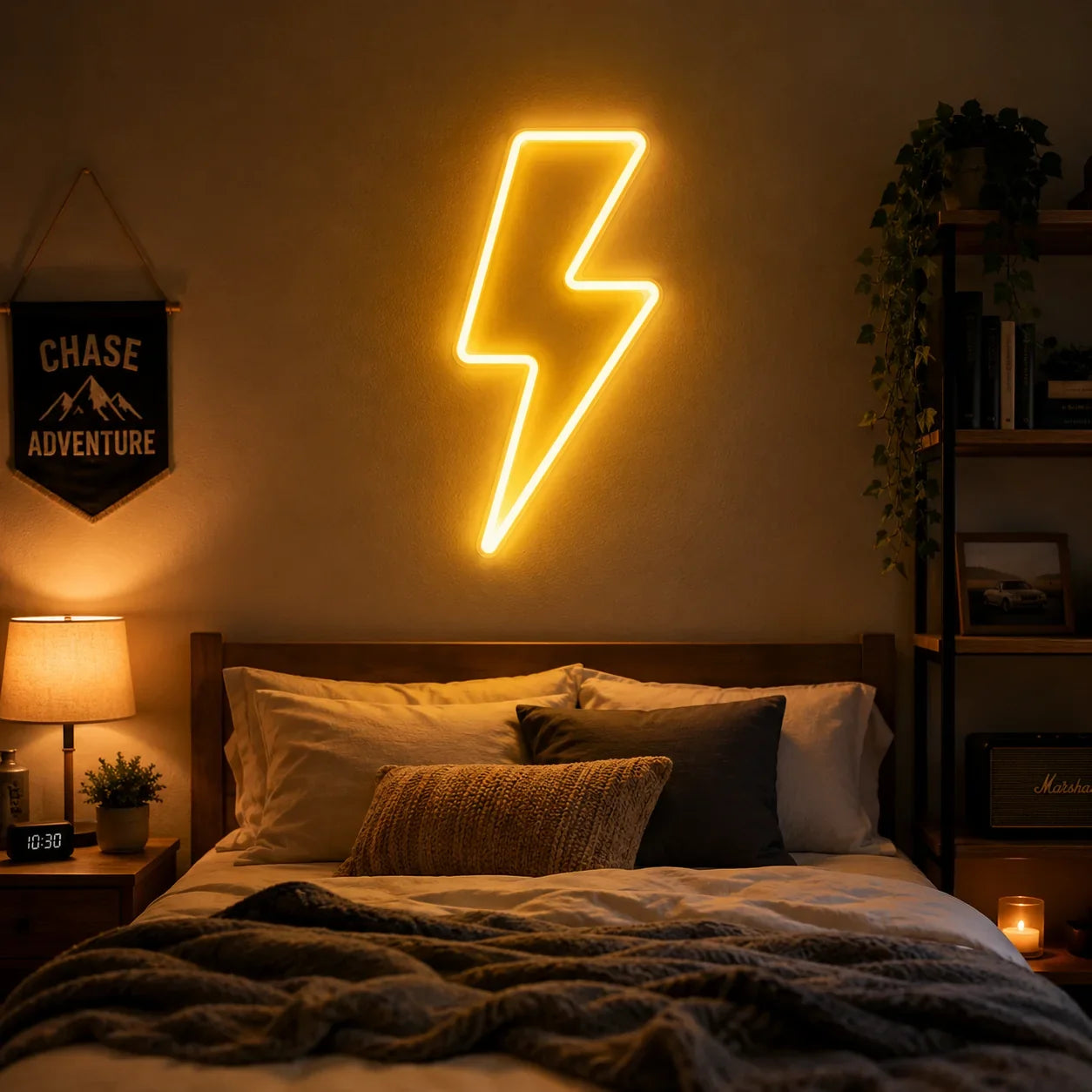 Lightning Bolt Neon Light for Bedroom Wall