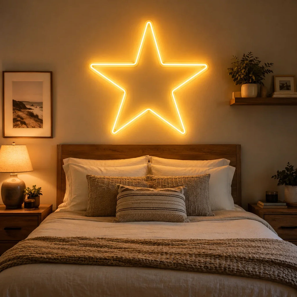 Star Neon Sign for Bedroom Wall Decor
