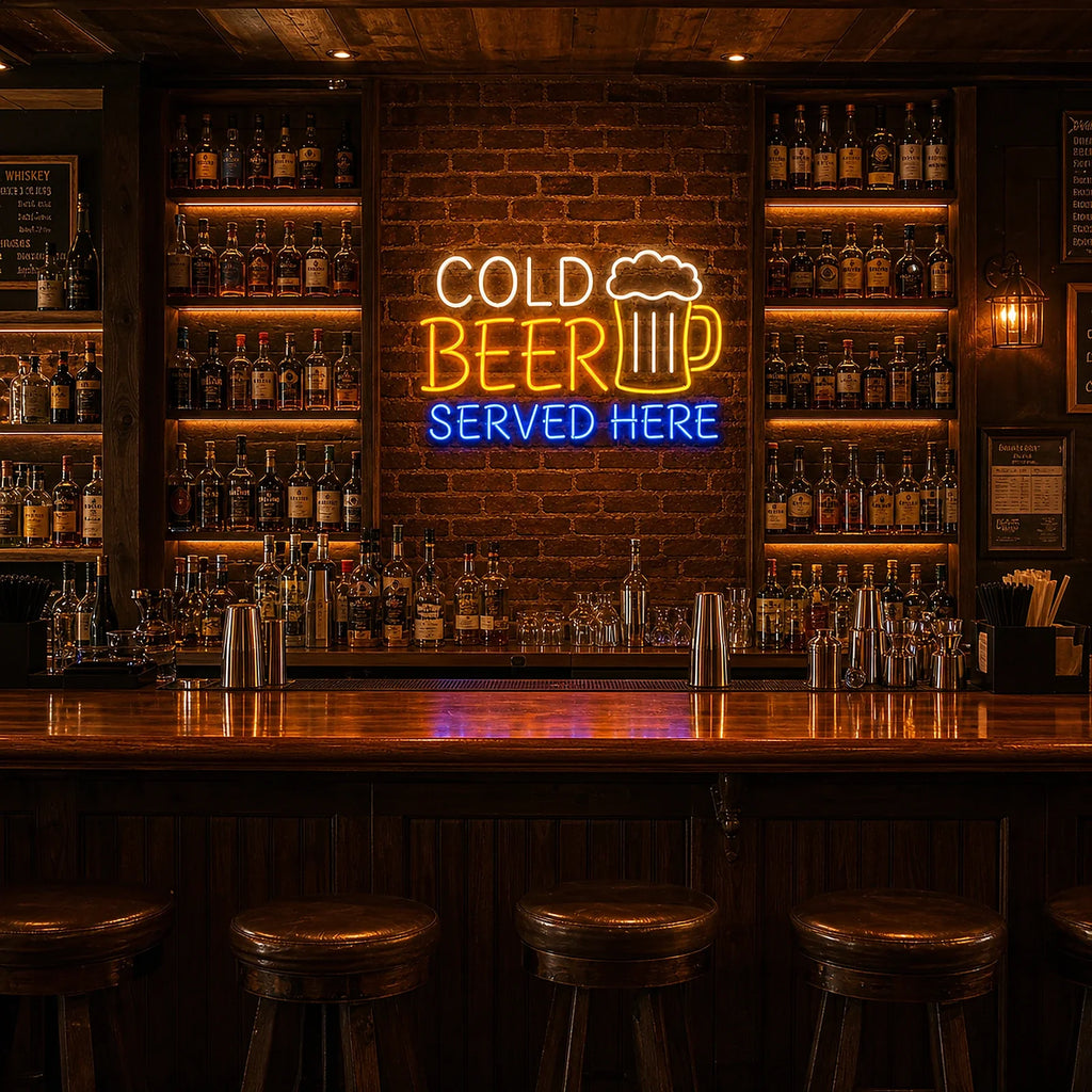 Cold Beer Served Here Neon Sign