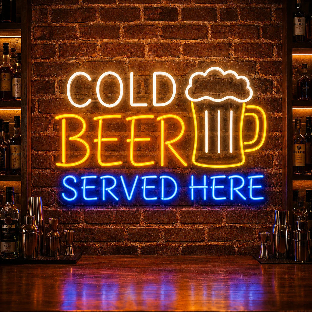 Cold Beer Served Here Neon Sign