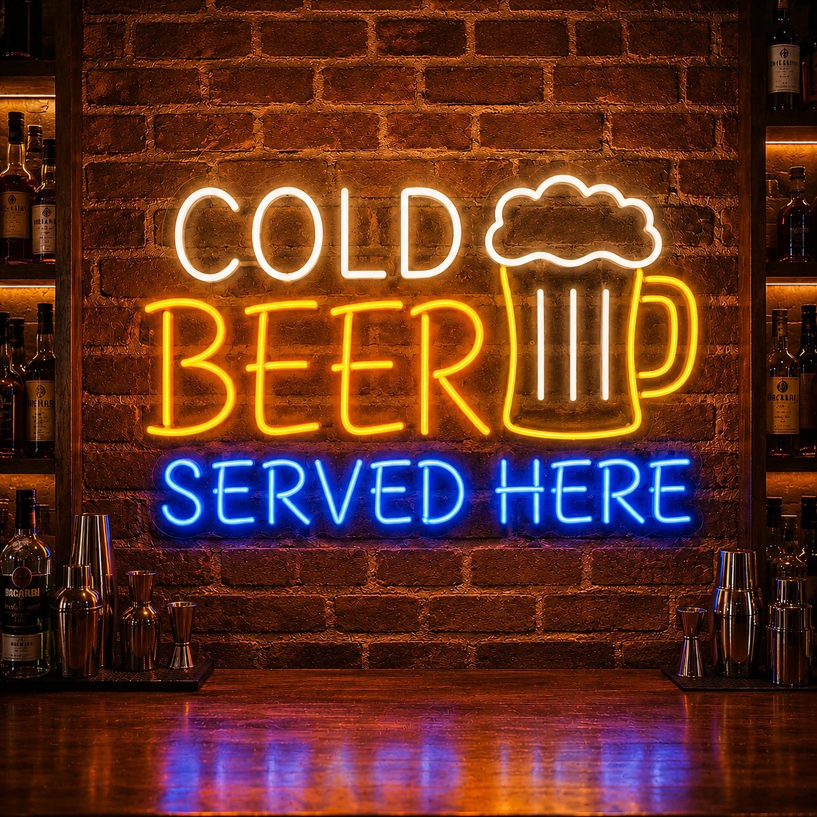 Cold Beer Served Here Neon Sign