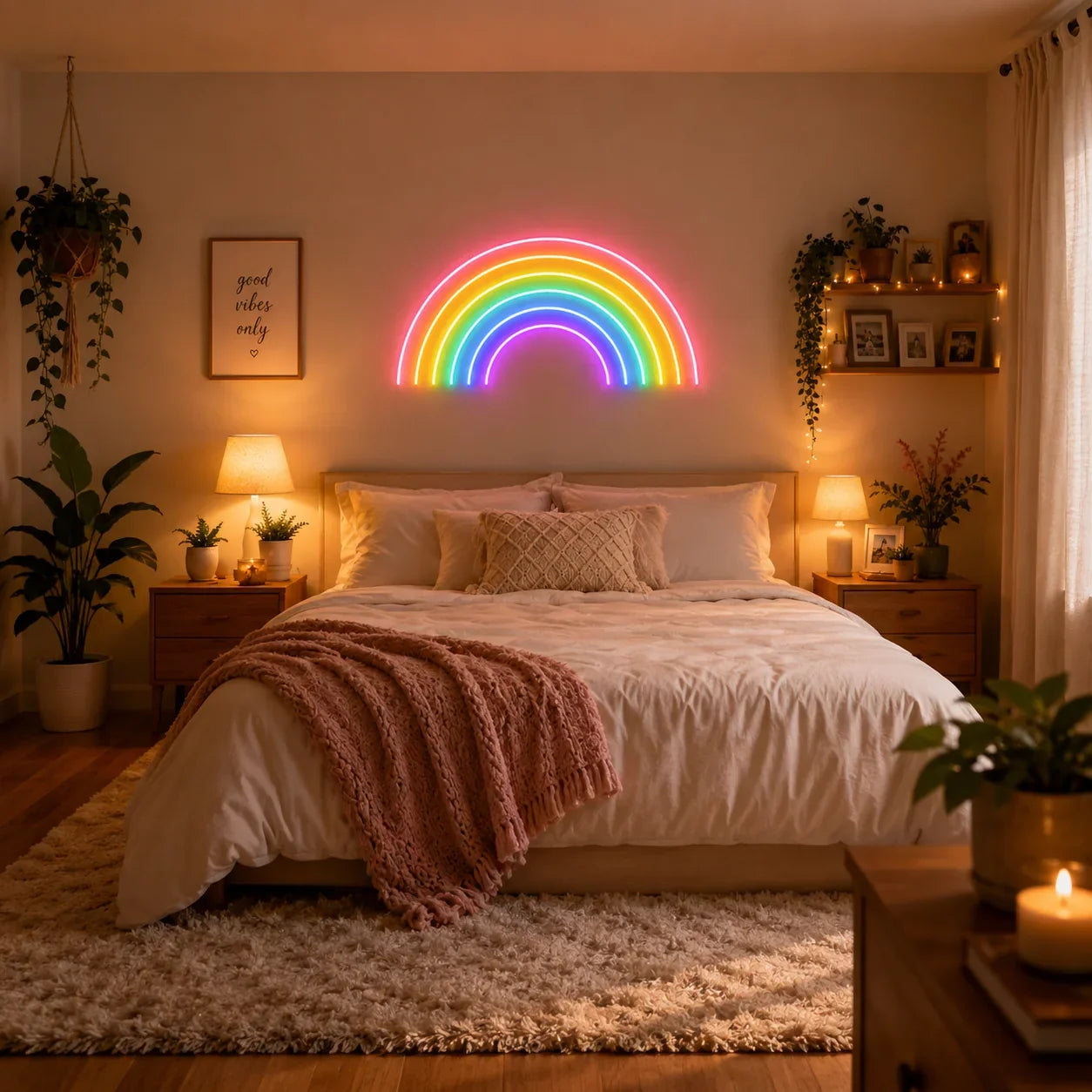 Rainbow Neon Light for Bedroom Wall Decor