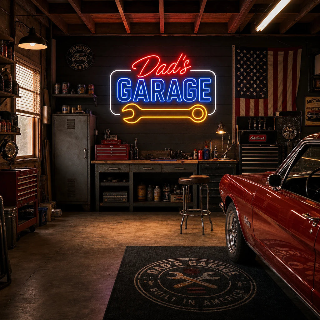 Dad's Garage Wrench Neon Sign