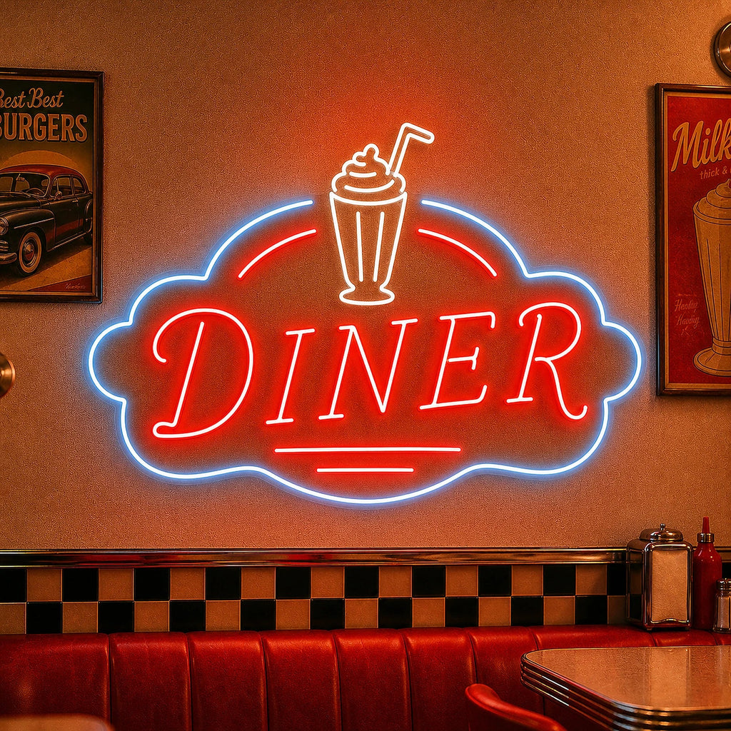 Retro Diner Neon Sign for Restaurant Wall Decor