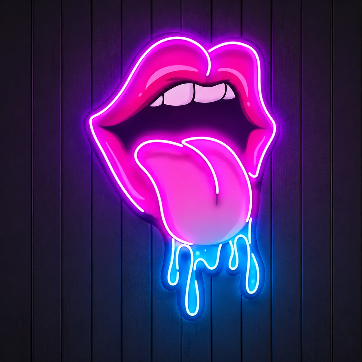 Dripping Lips UV LED Neon Sign for Bar Wall Decor