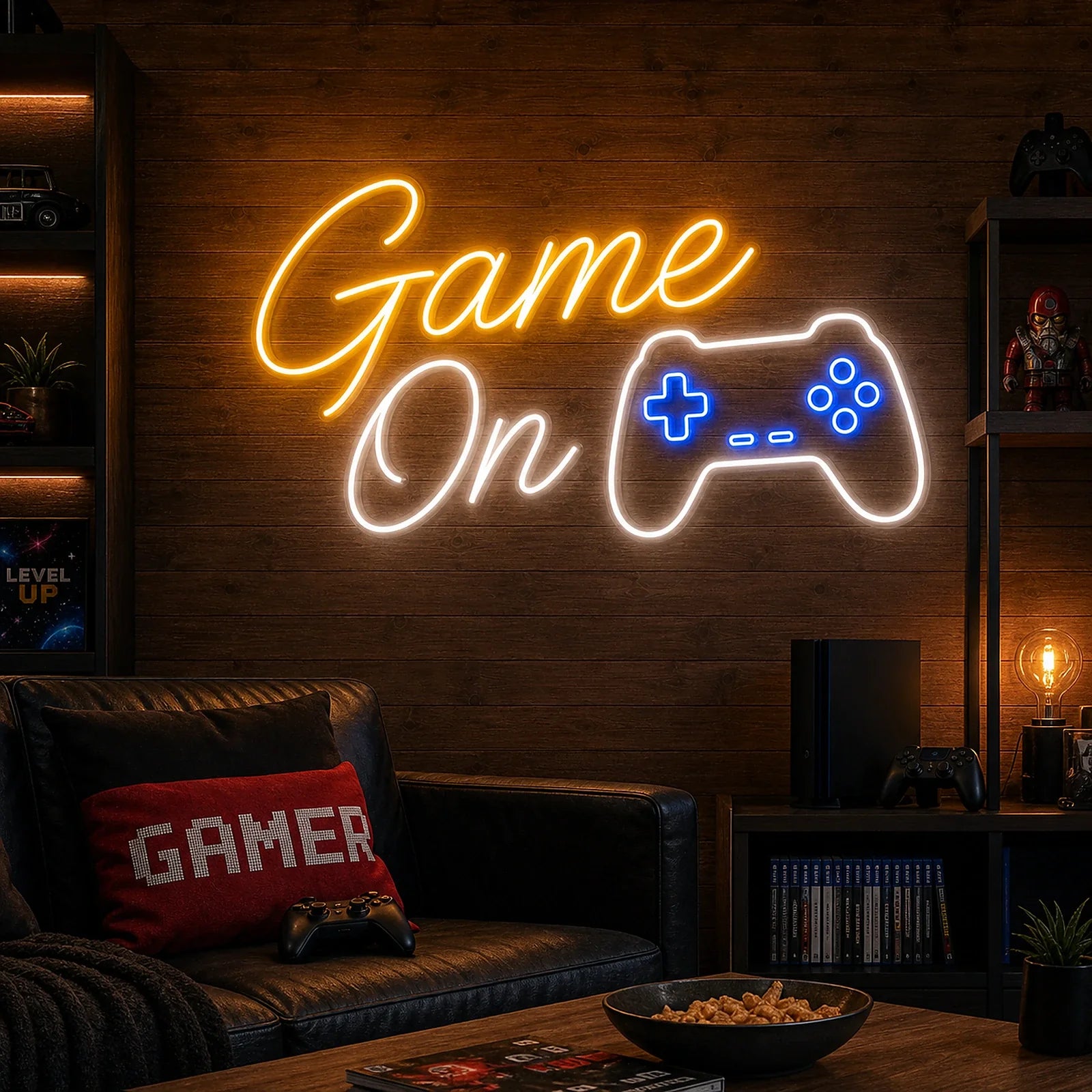 Game On Controller Neon Game Room Wall Sign