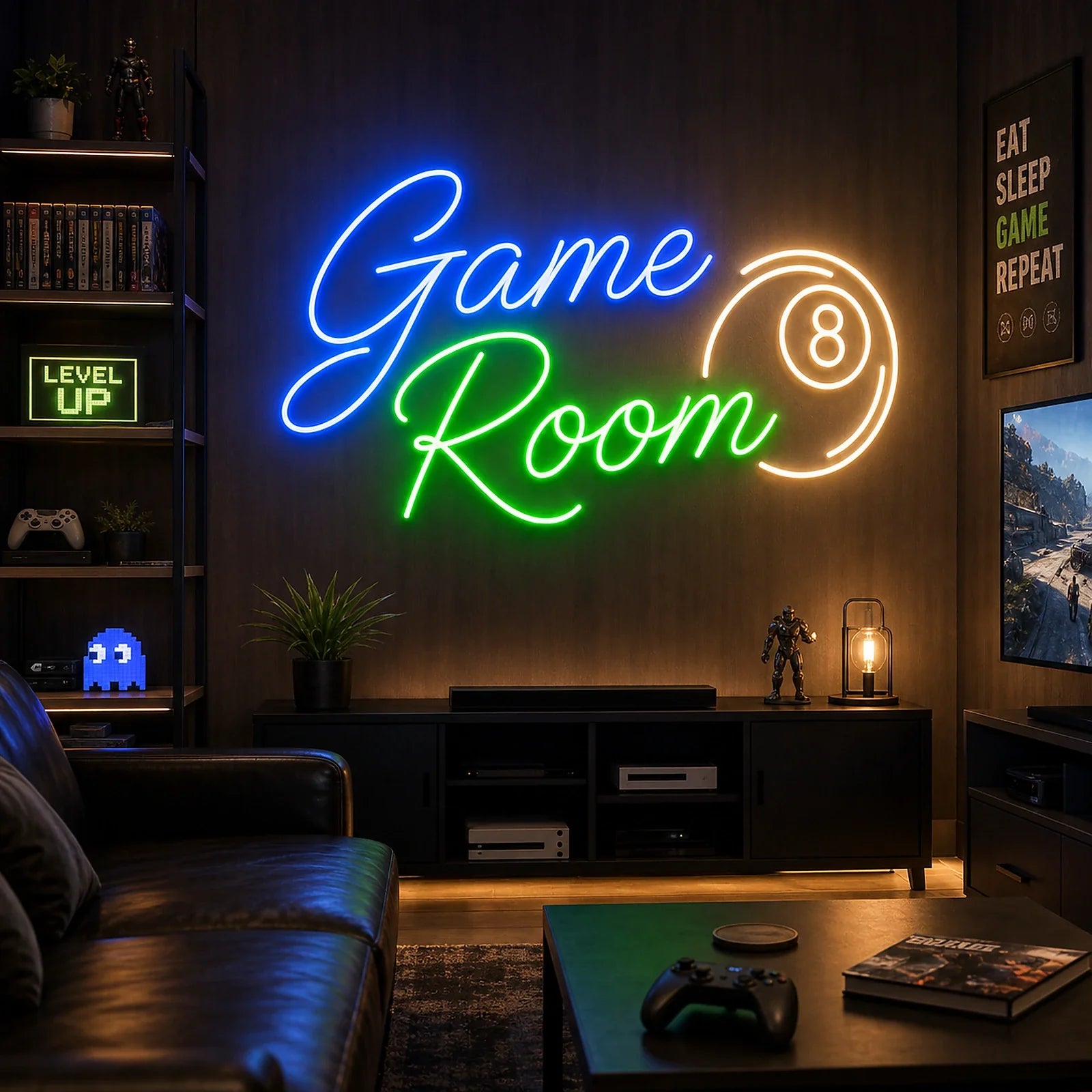 GAME ROOM Neon Sign with 8 Ball