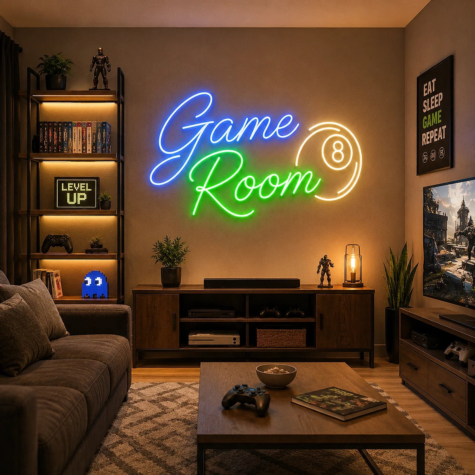 GAME ROOM Neon Sign with 8 Ball