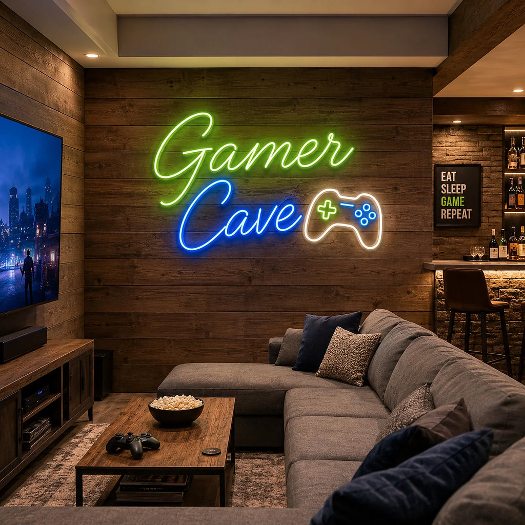 Gamer Cave Video Game Controller Neon Sign