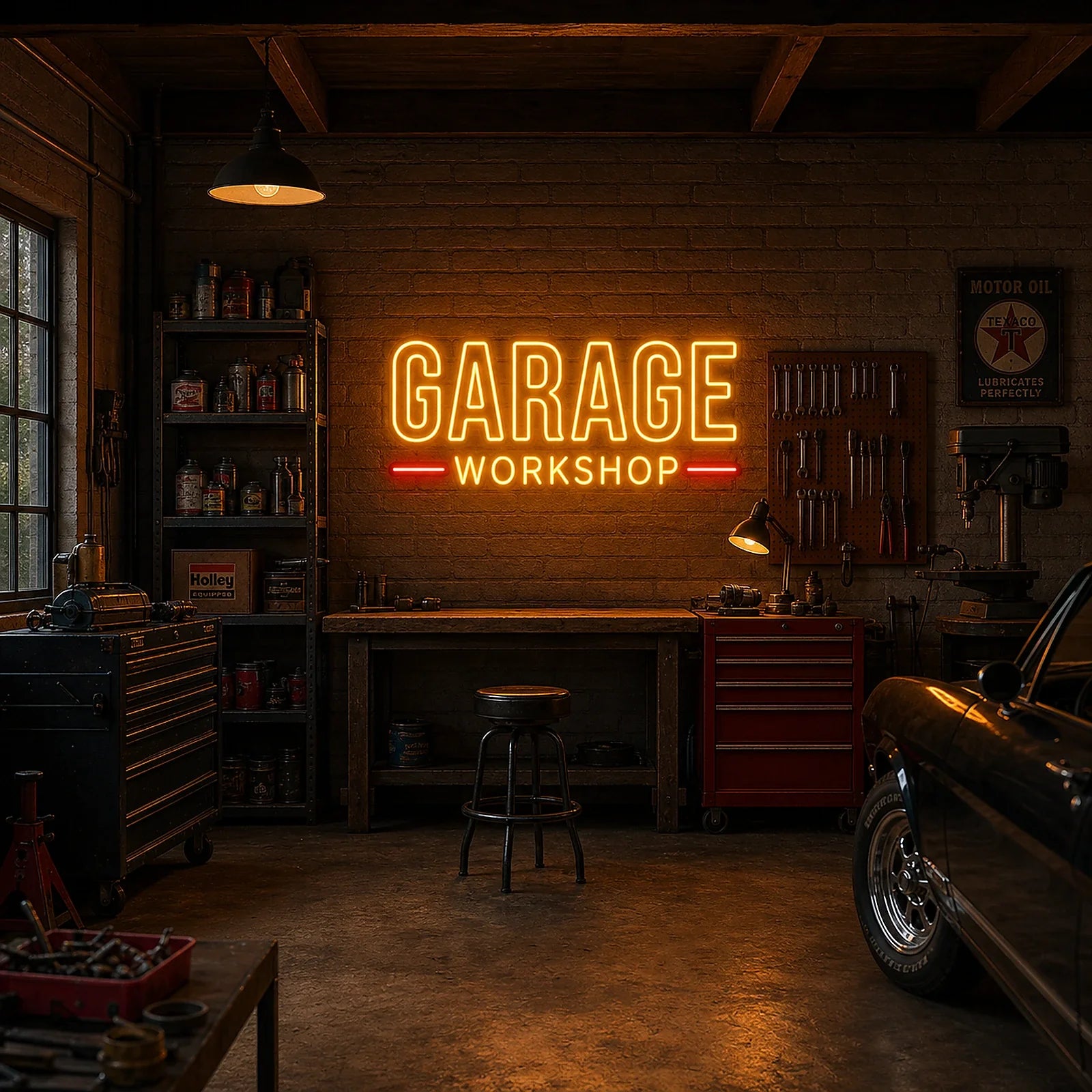 GARAGE Workshop LED Neon Sign for Auto Shop Decor