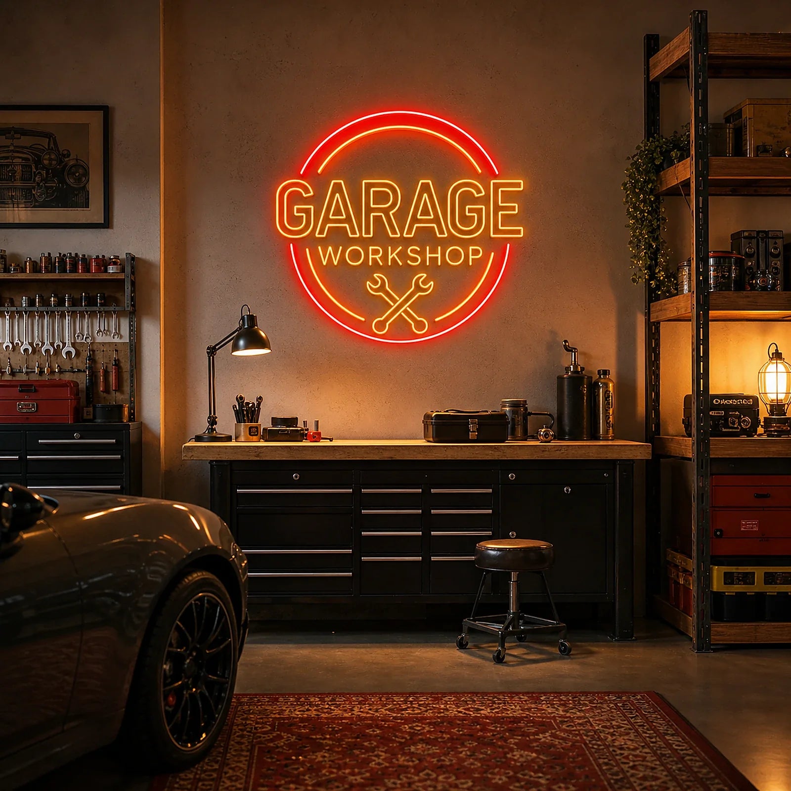 GARAGE Workshop Neon Sign for Mechanic Wall Decor