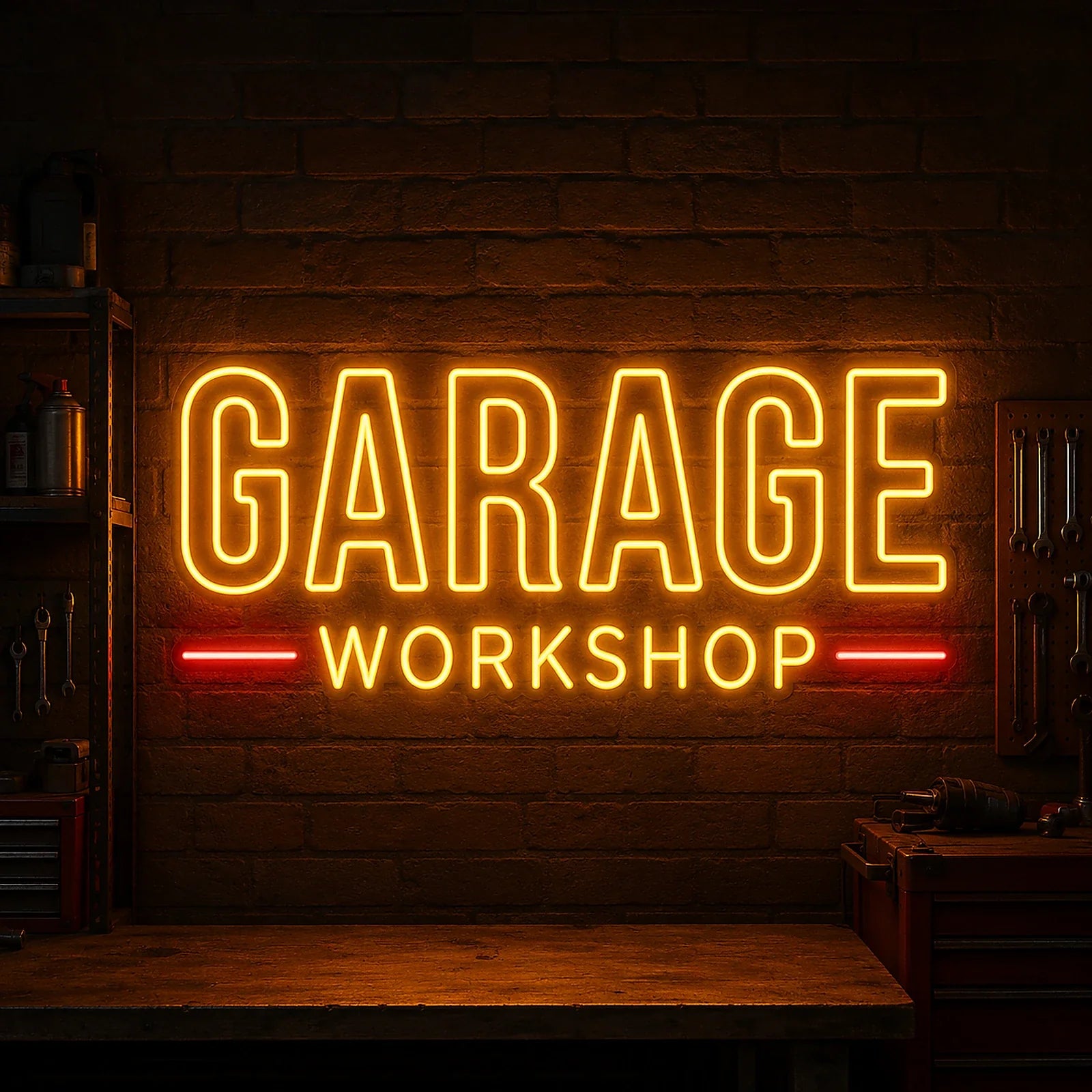 GARAGE Workshop LED Neon Sign for Auto Shop Decor