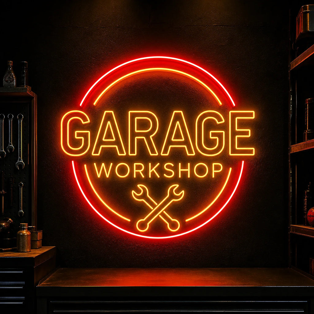 GARAGE Workshop Neon Sign for Mechanic Wall Decor
