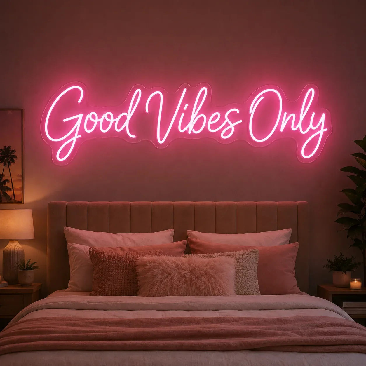 Good Vibes Only Neon Sign for Bedroom Wall
