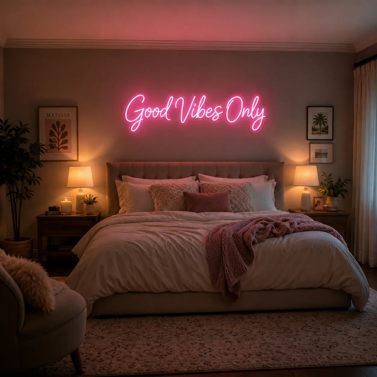 Good Vibes Only Neon Sign for Bedroom Wall