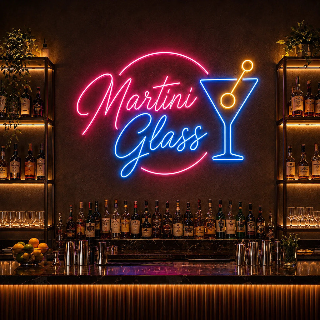 Martini Glass LED Neon Sign for Cocktail Bar Decor