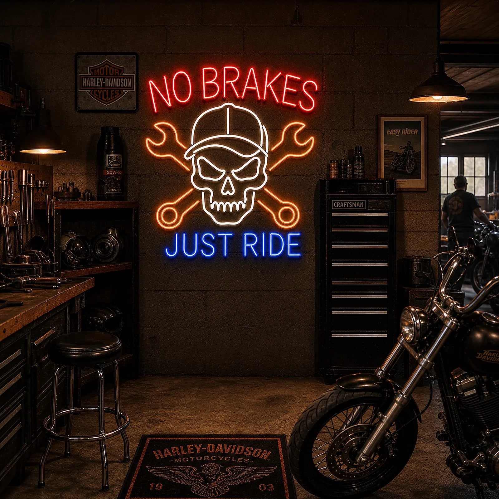 No Brakes Just Ride Neon Sign