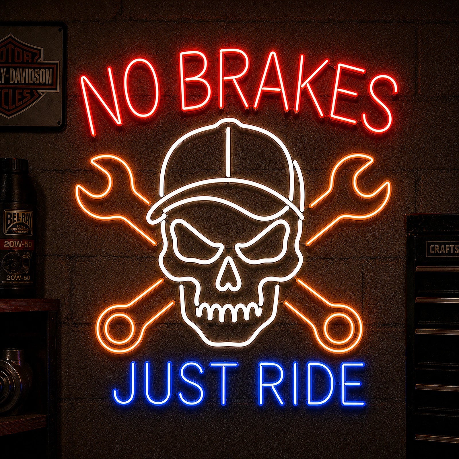 No Brakes Just Ride Neon Sign