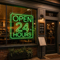 Green Open Neon Sign 24 Hours Business Sign