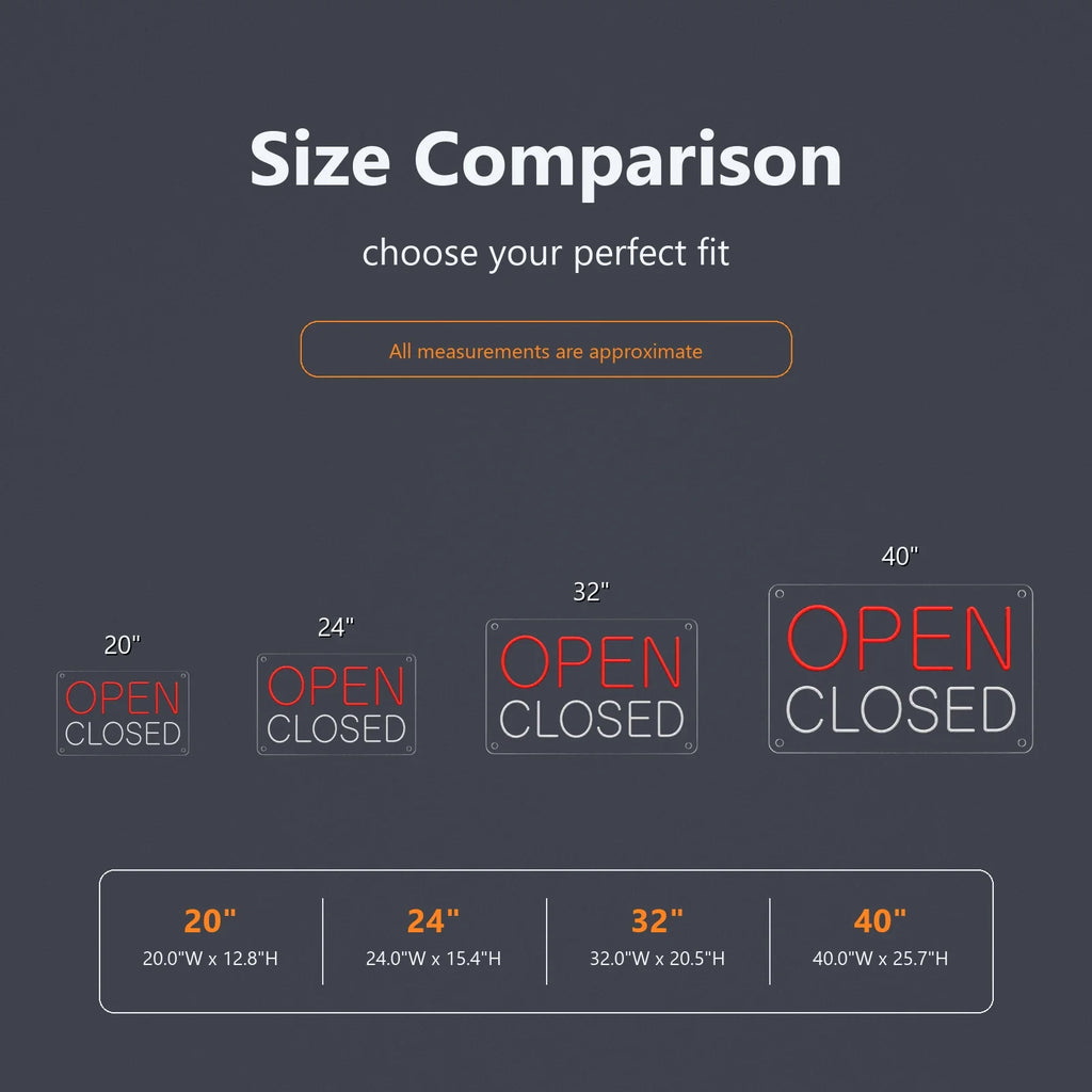 Open Closed Neon Sign for Business Door