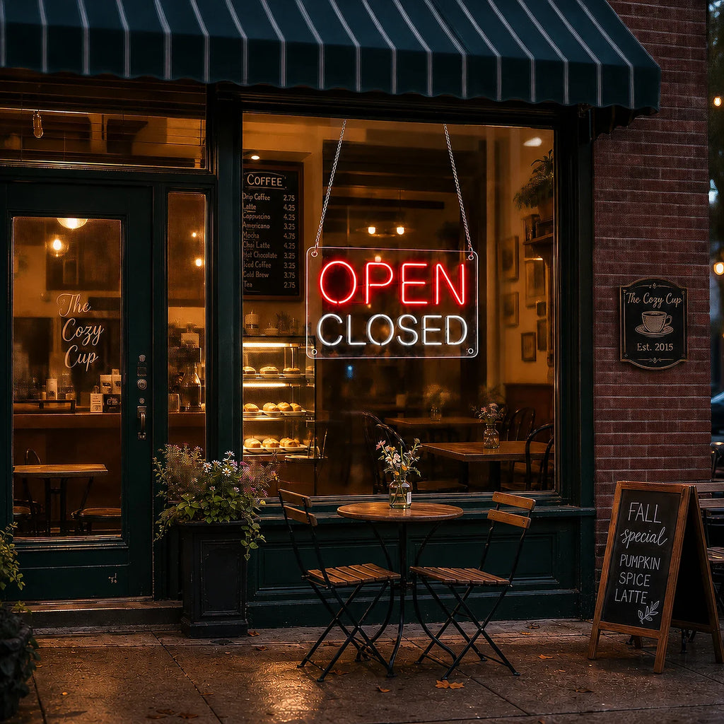 Open Closed Neon Sign for Business Door