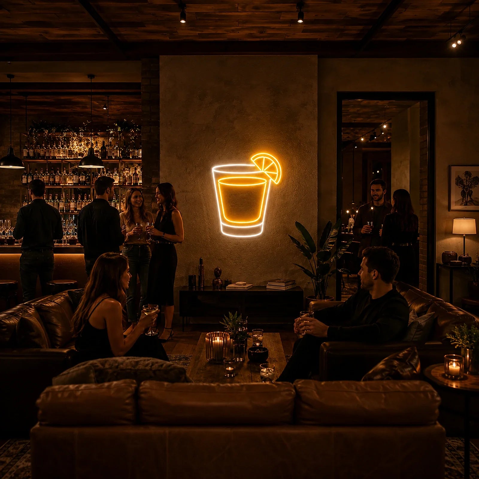 Whiskey Shot Glass LED Neon Sign for Whiskey Bar Decor