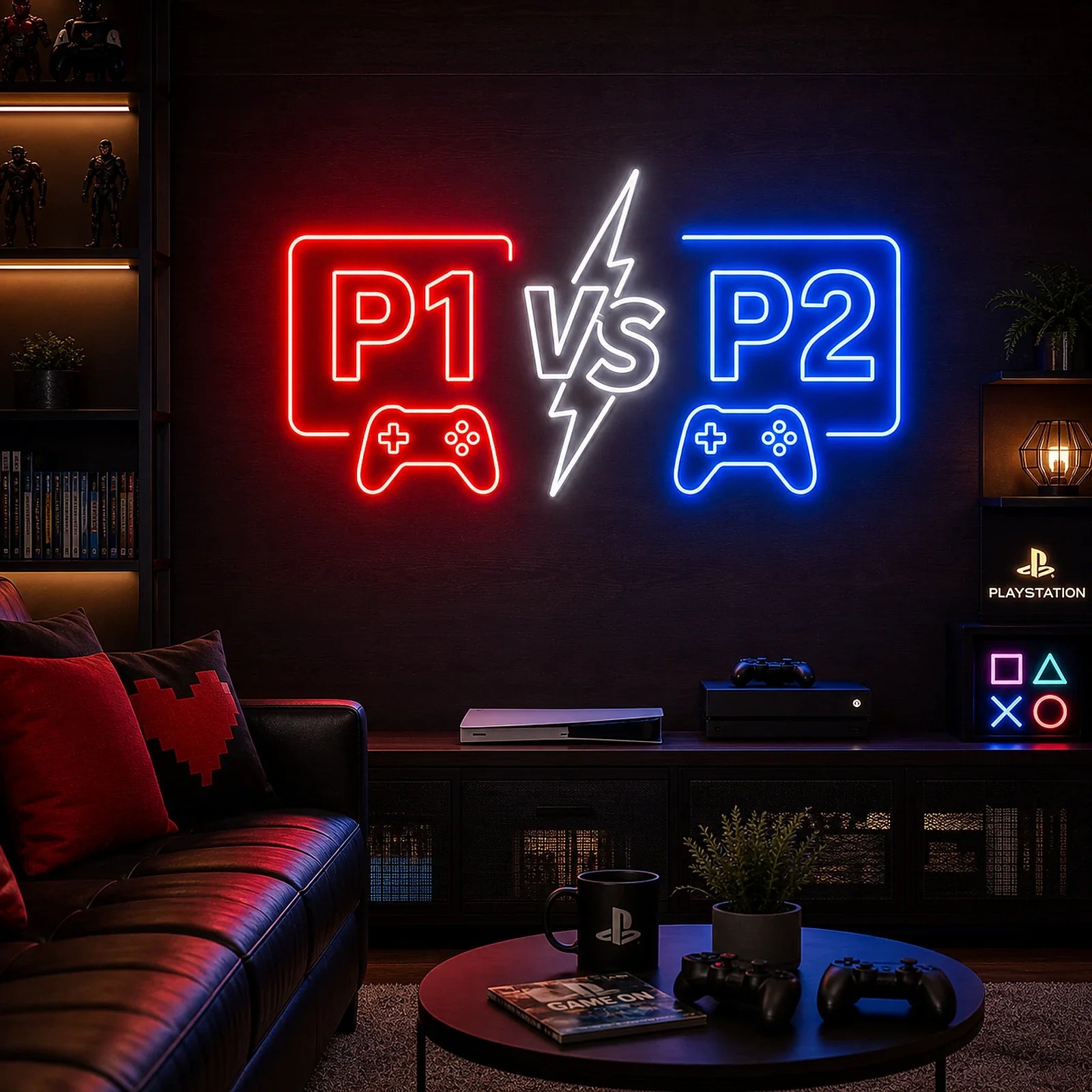 P1 VS P2 Dual Controller Neon Sign