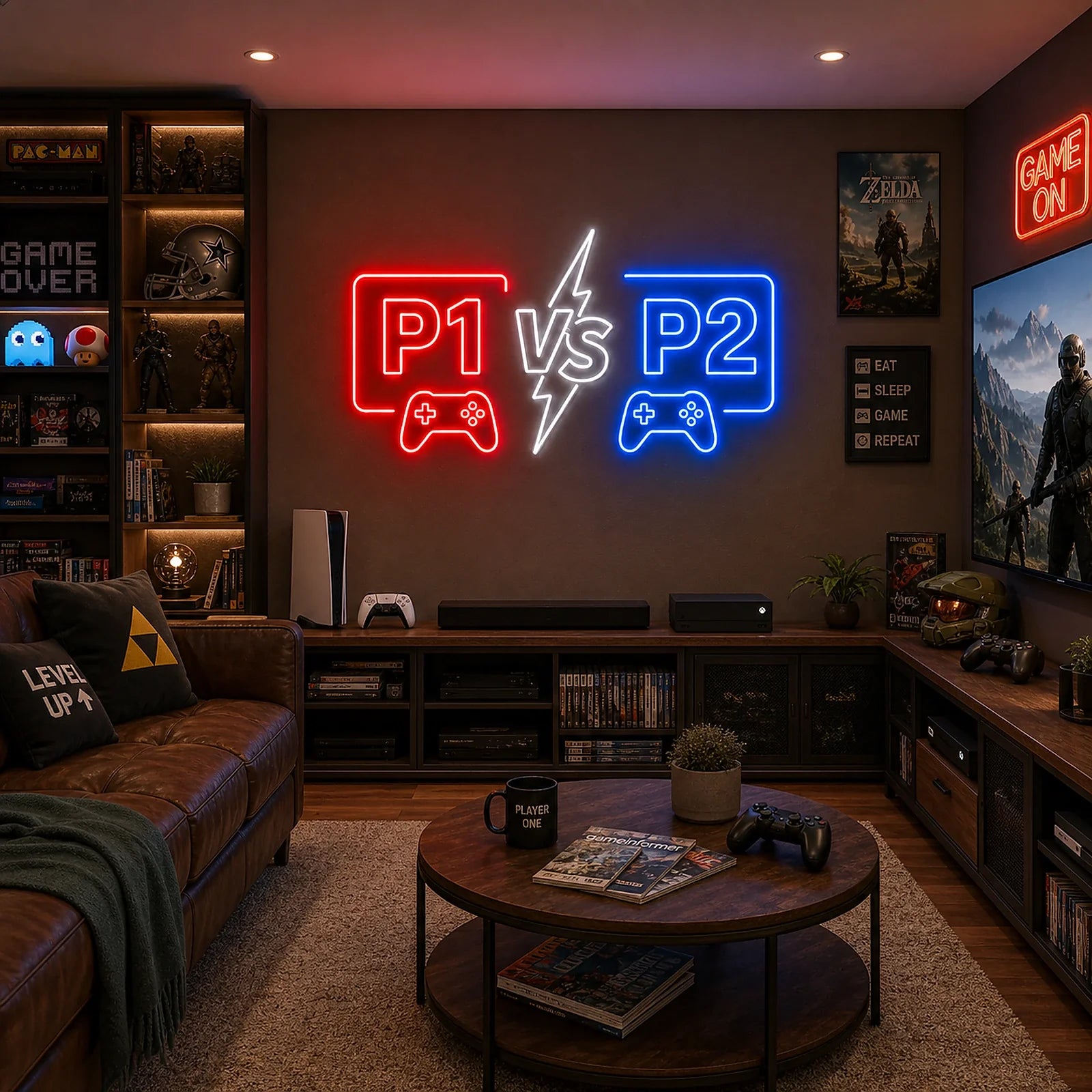 P1 VS P2 Dual Controller Neon Sign