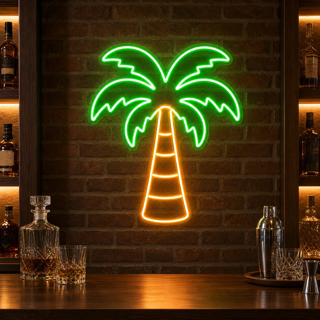 Tropical Palm Tree LED Neon Sign for Tiki Bar Decor