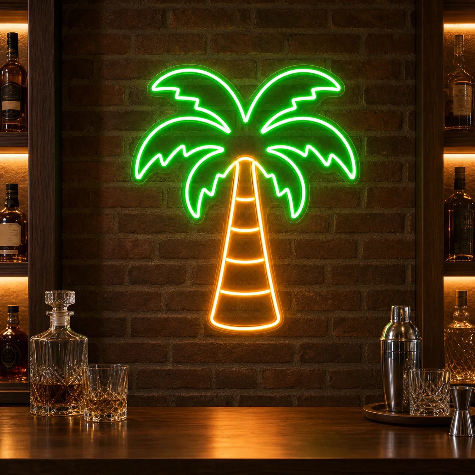 Tropical Palm Tree LED Neon Sign for Tiki Bar Decor