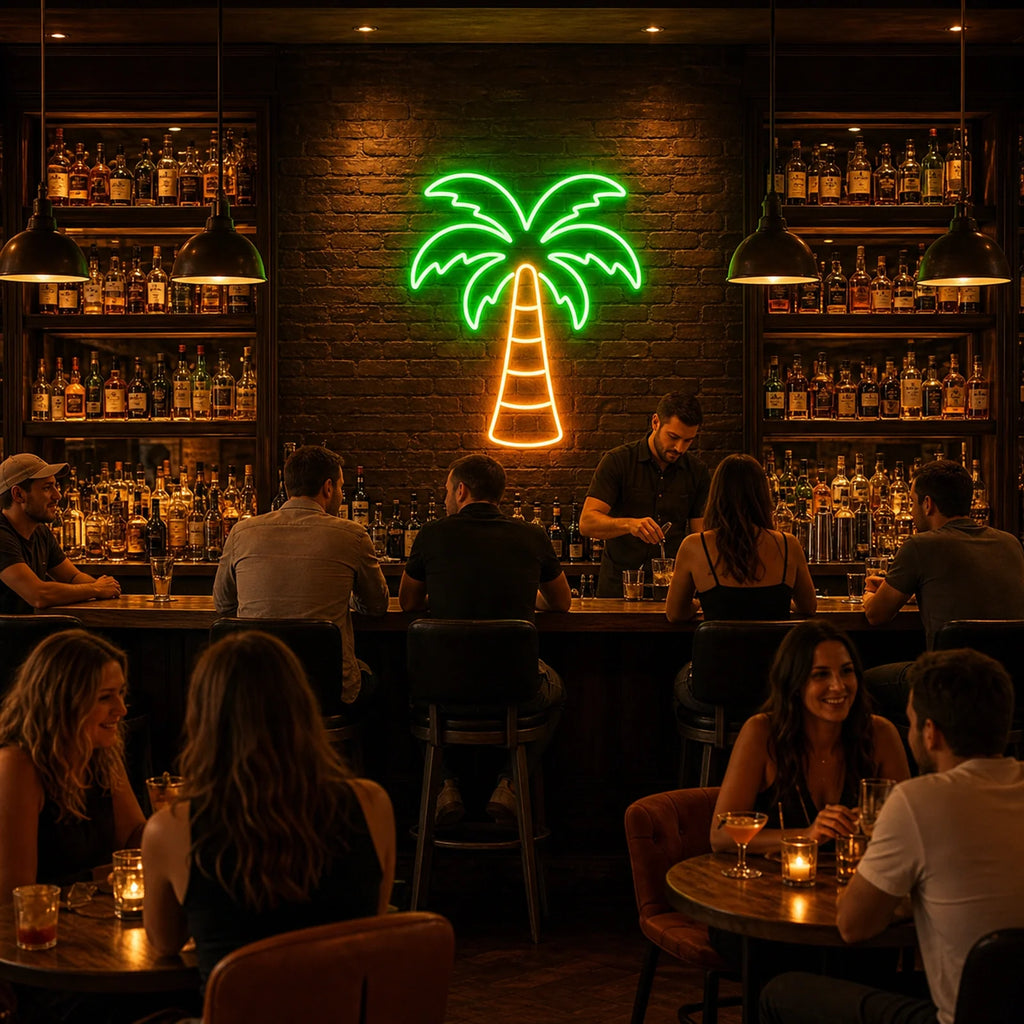 Tropical Palm Tree LED Neon Sign for Tiki Bar Decor