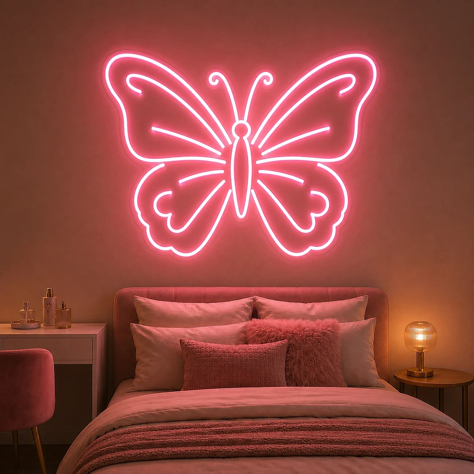 Pink Butterfly Bedroom Neon Sign