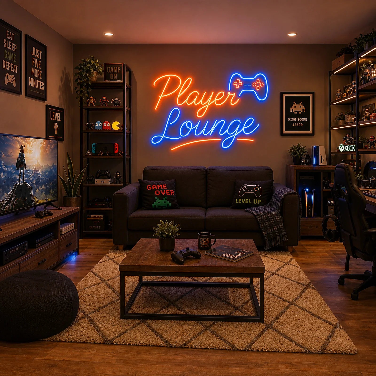 Player Lounge Video Game Controller Neon Sign