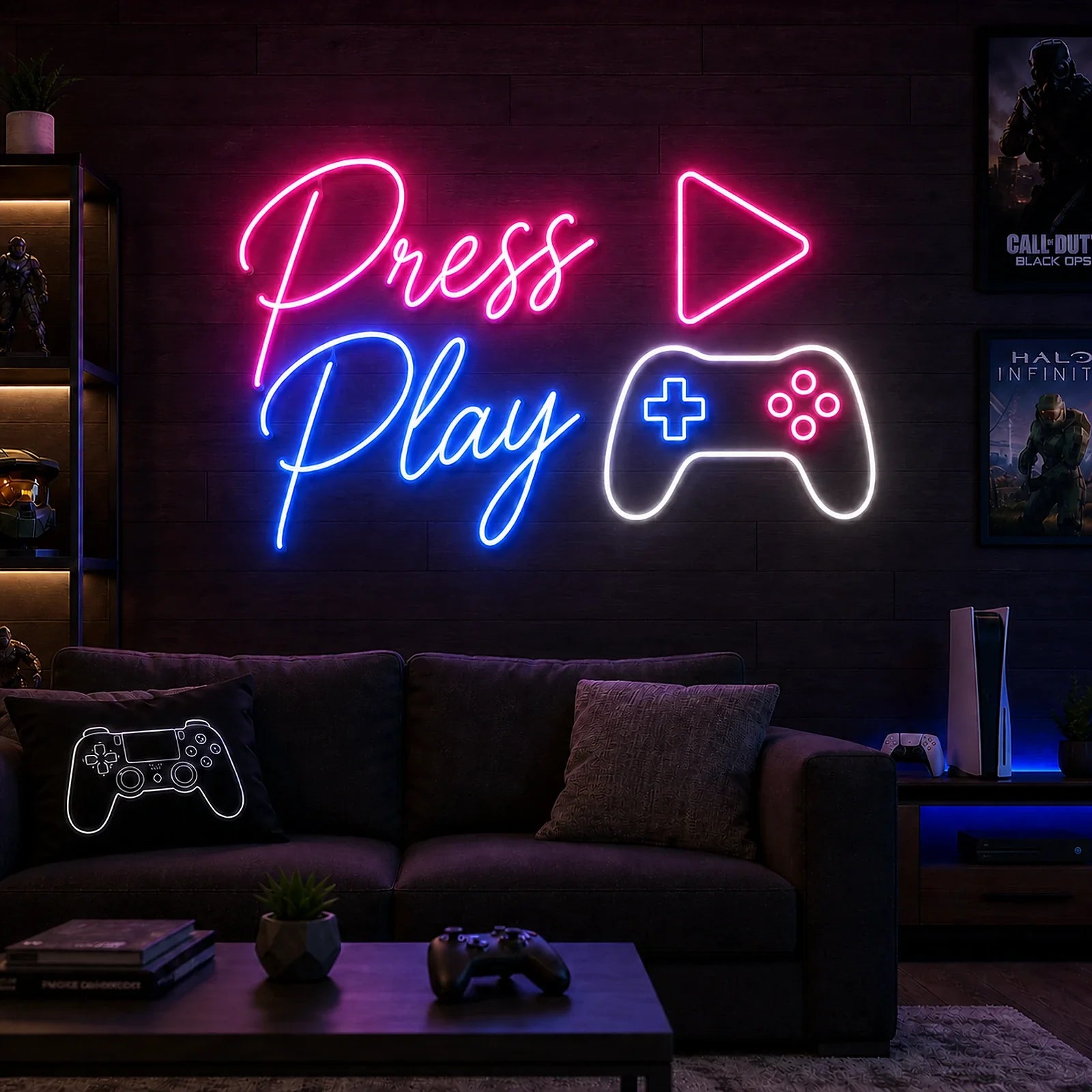 Press Play LED Neon Sign