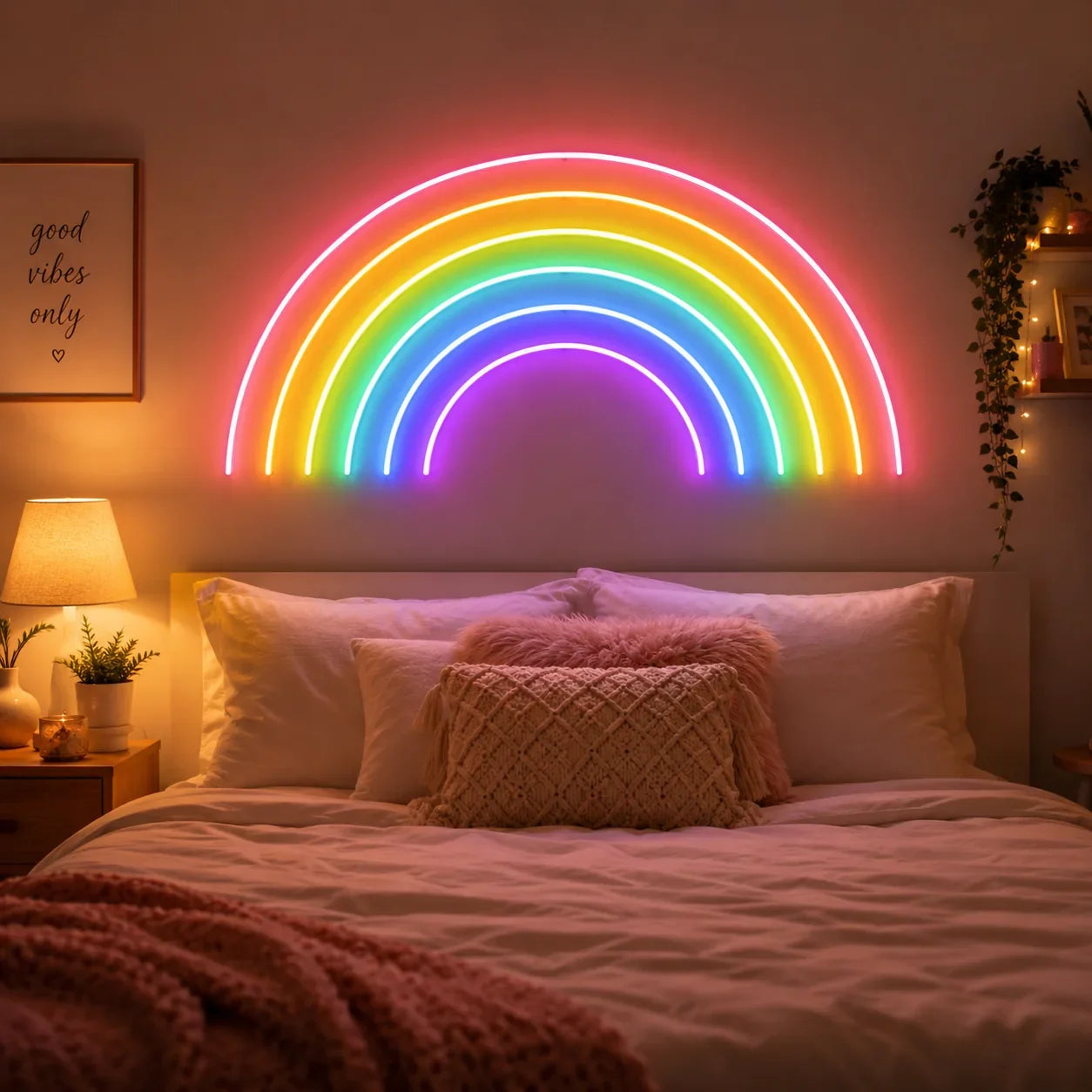 Rainbow Neon Light for Bedroom Wall Decor