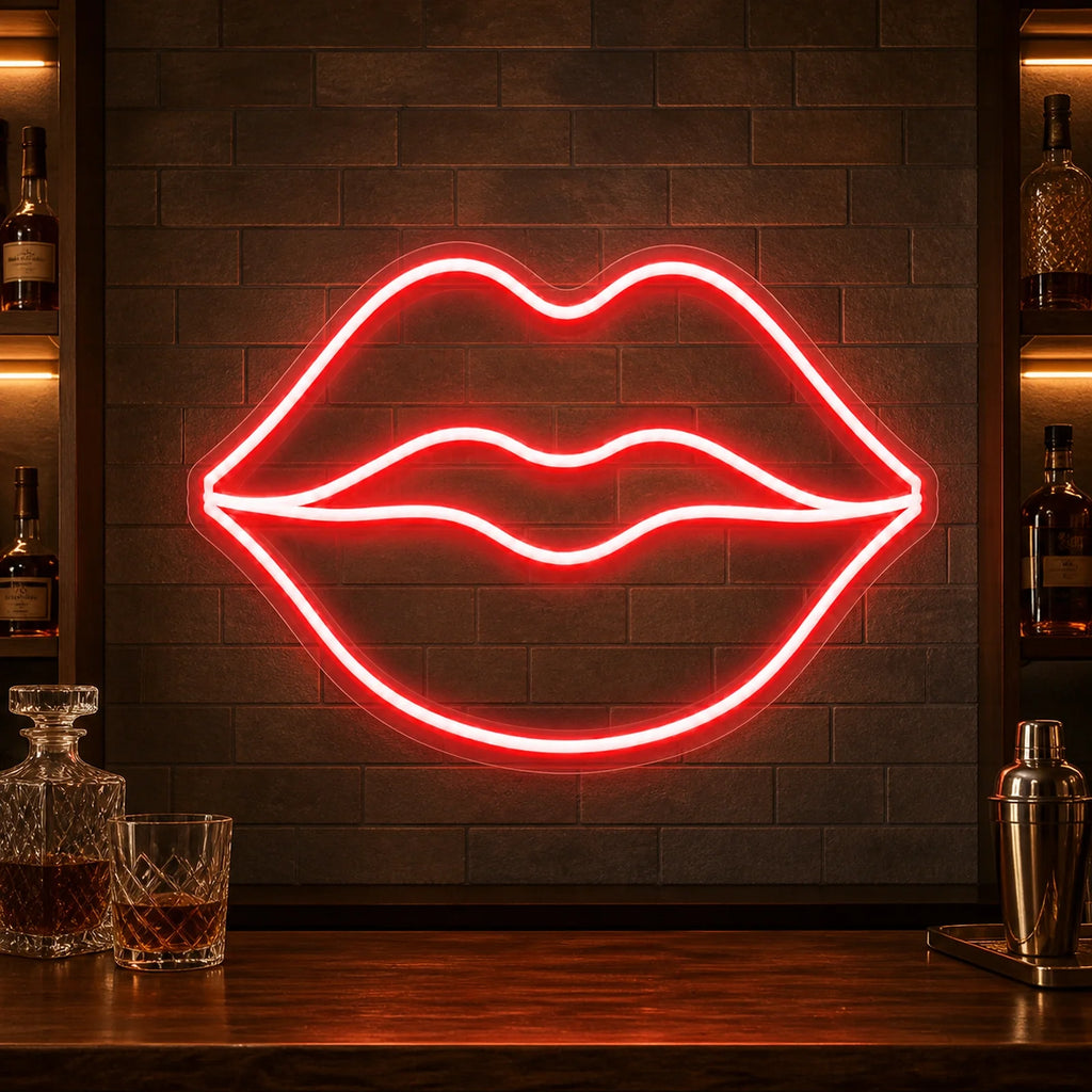 Red Lips LED Neon Sign for Bar Wall Decor