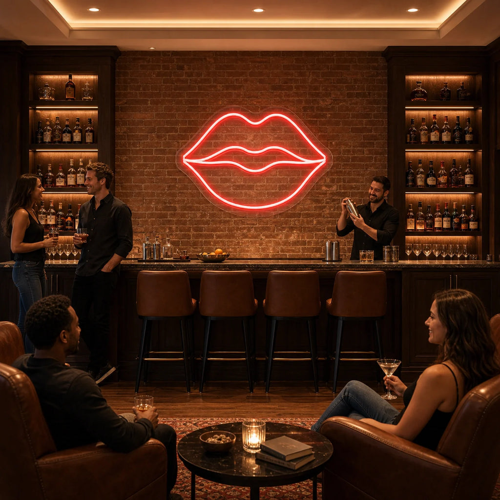 Red Lips LED Neon Sign for Bar Wall Decor