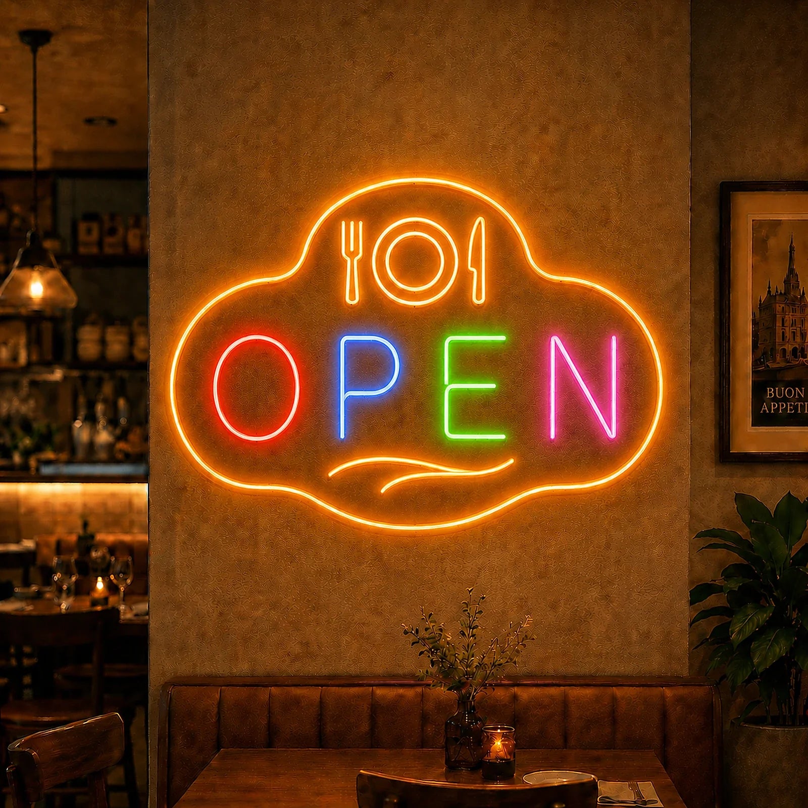 OPEN Restaurant Sign for Business Windows