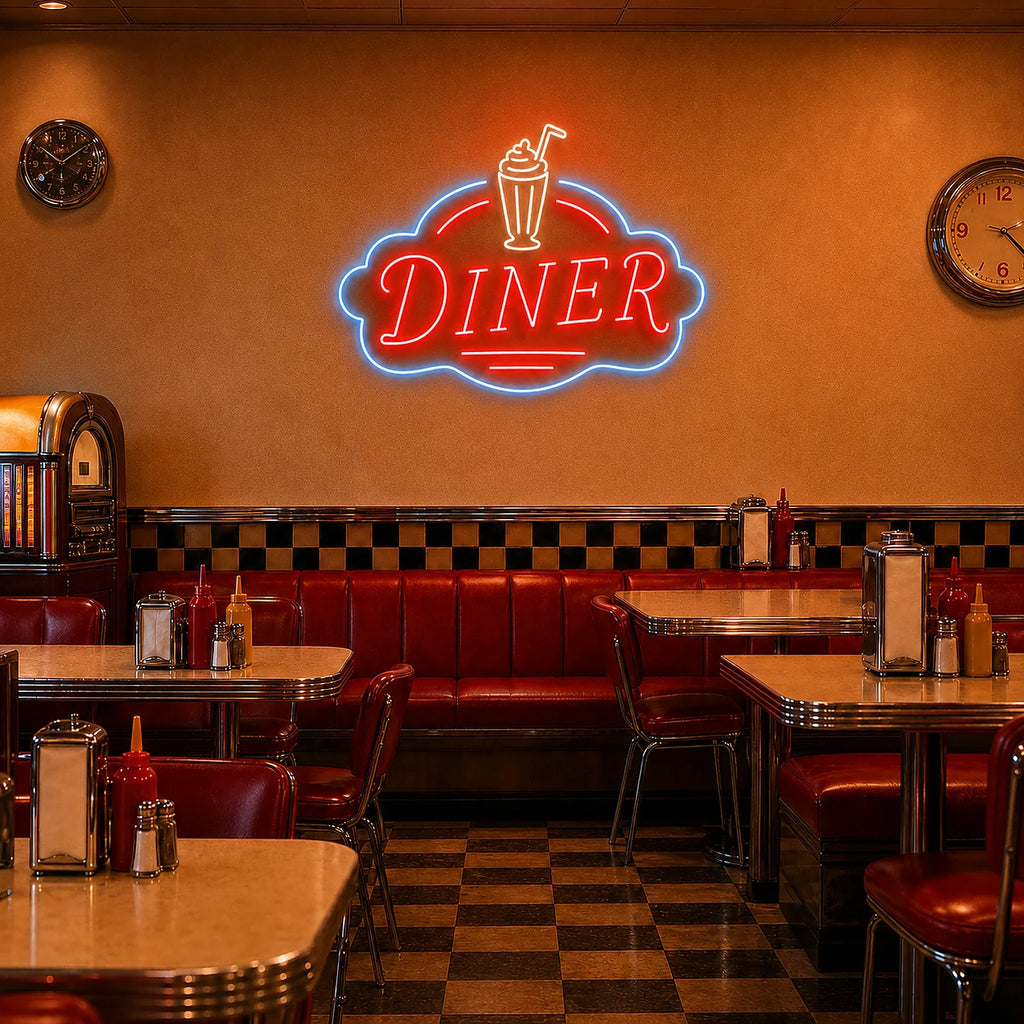 Retro Diner Neon Sign for Restaurant Wall Decor