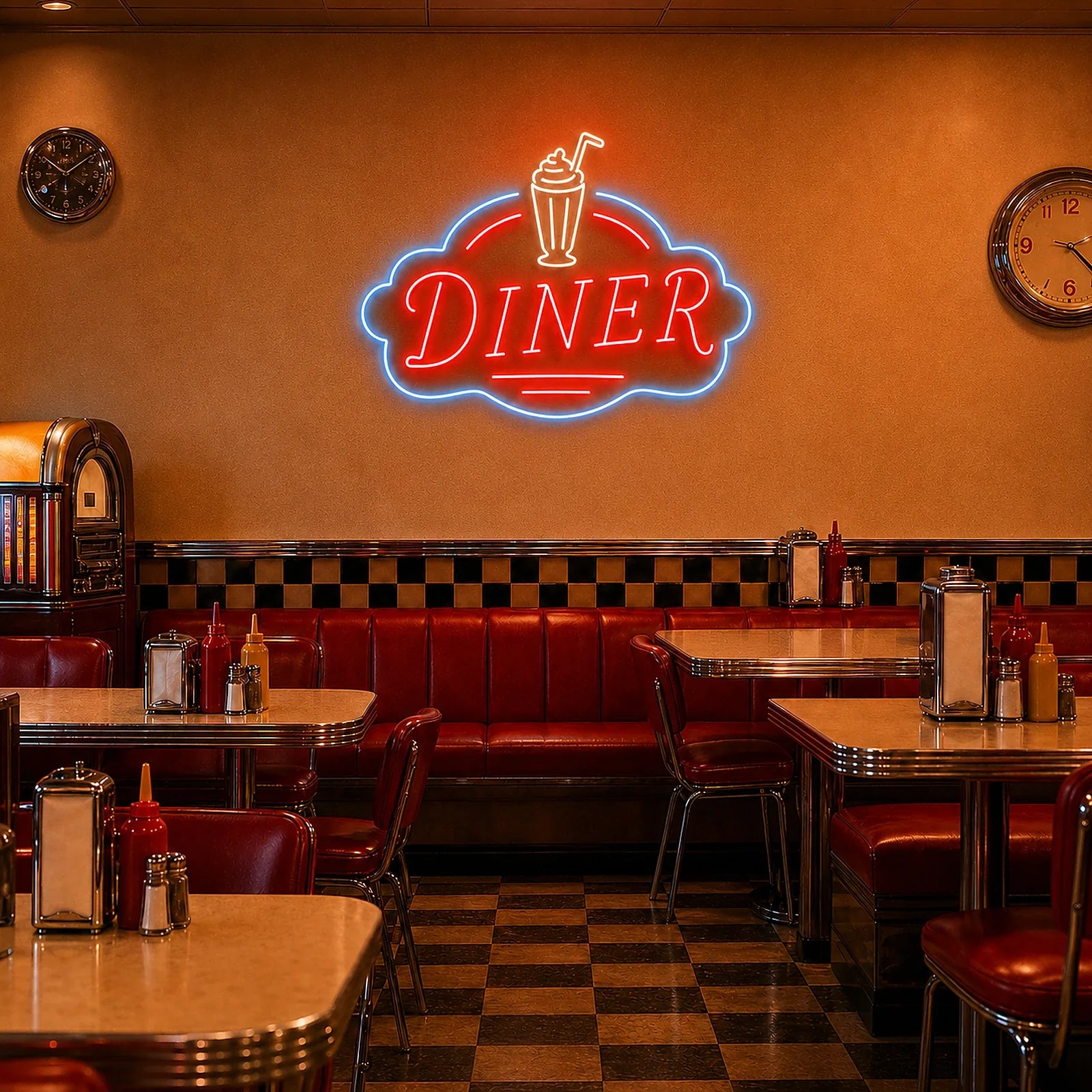Retro Diner Neon Sign for Restaurant Wall Decor