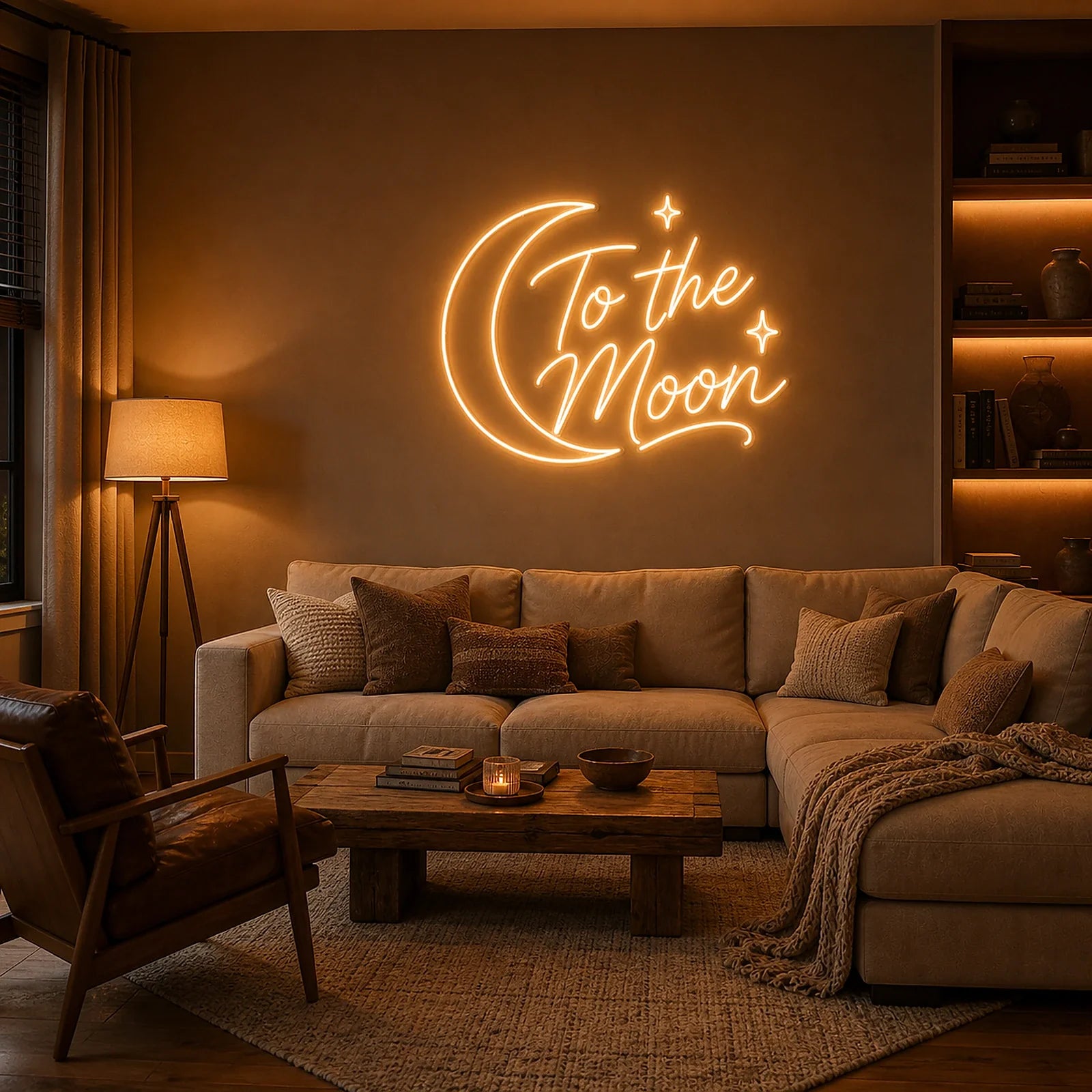 To The Moon Bedroom Neon Sign